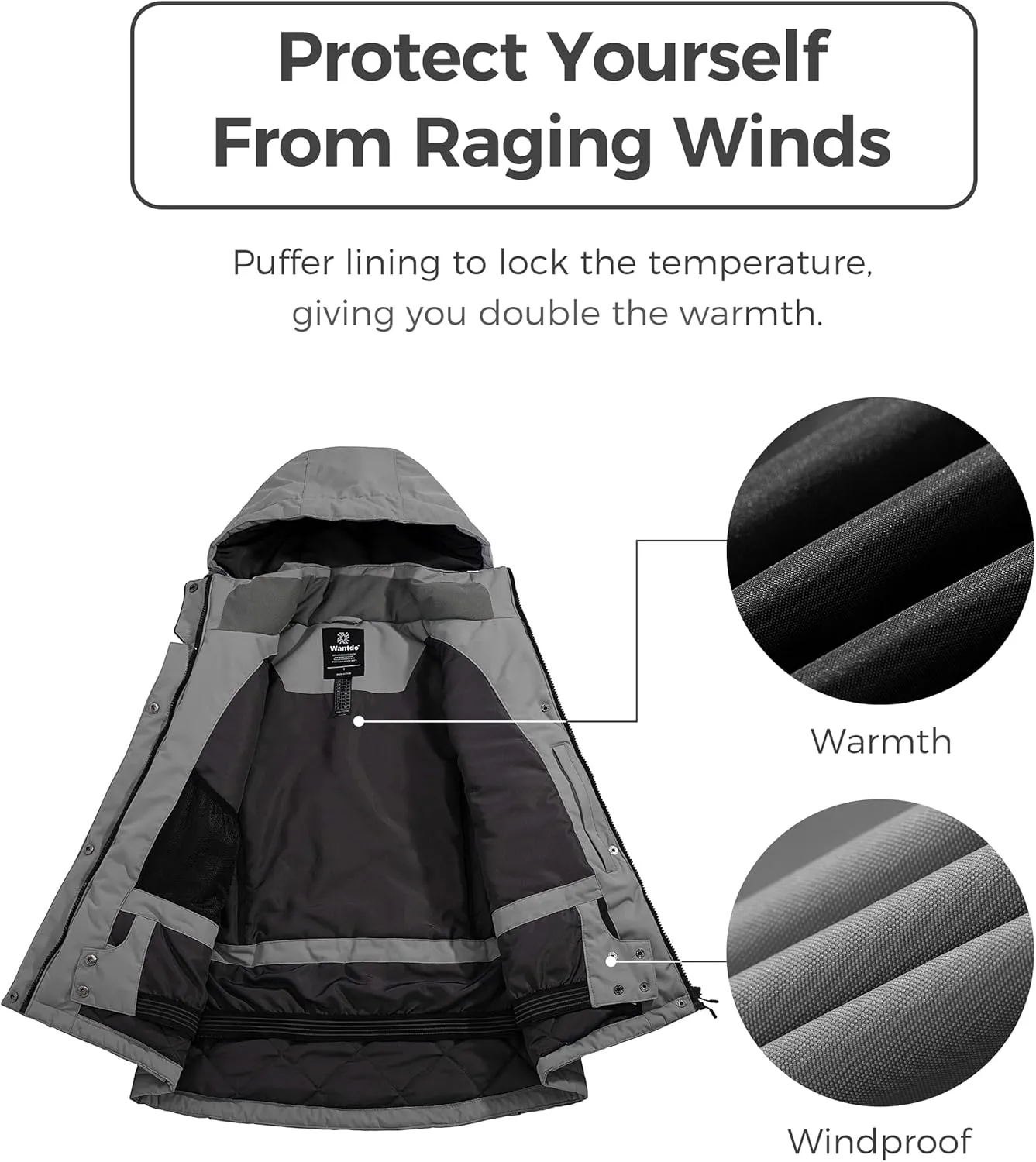 wantdo Women's Waterproof Ski Jacket Warm Winter Snow Coat Windproof Snowboarding Jackets Insulated Parka