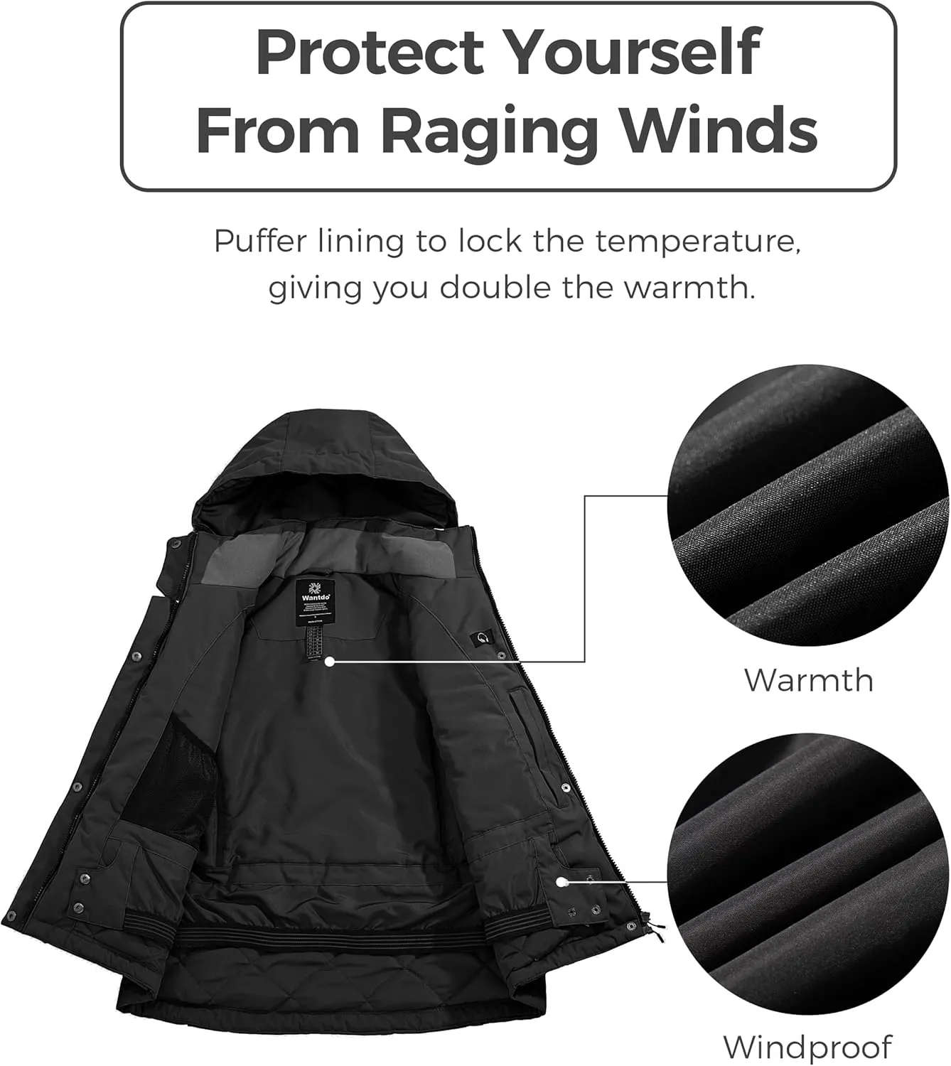 wantdo Women's Waterproof Ski Jacket Warm Winter Snow Coat Windproof Snowboarding Jackets Insulated Parka