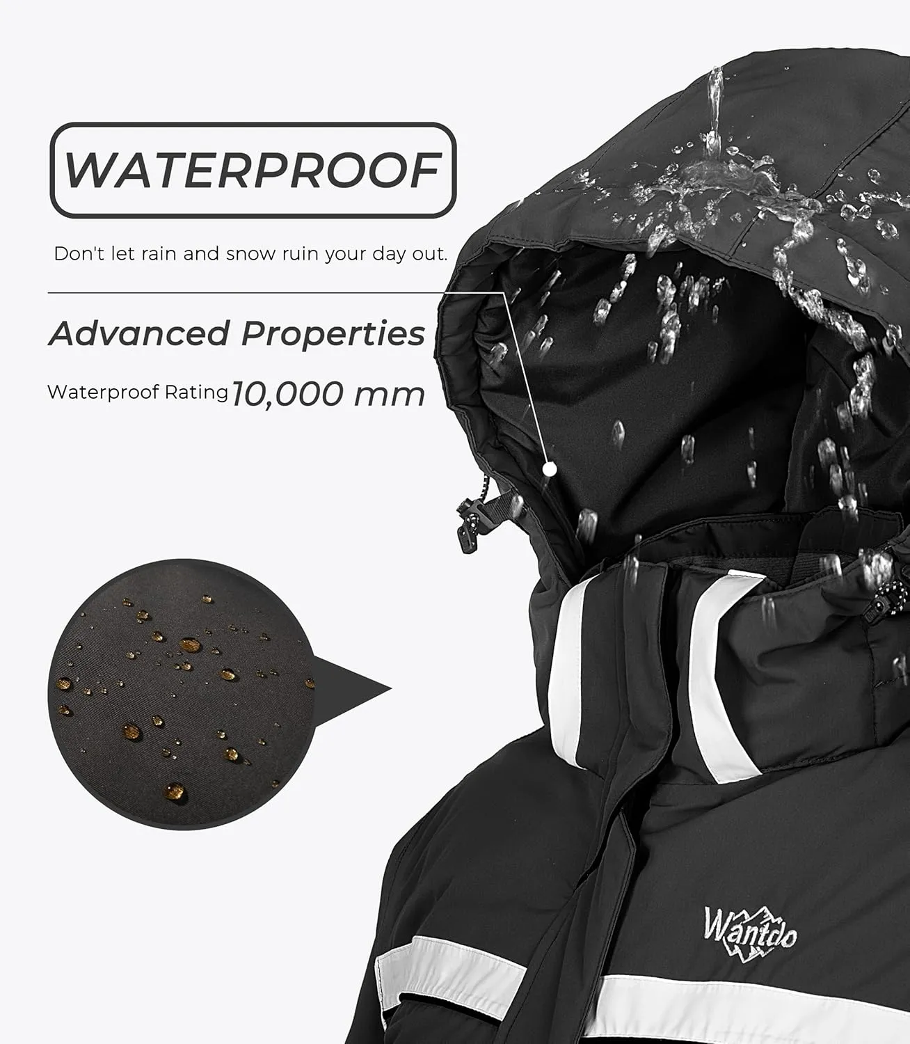 wantdo Women's Waterproof Ski Jacket Warm Winter Snow Coat Windproof Snowboarding Jackets Insulated Parka