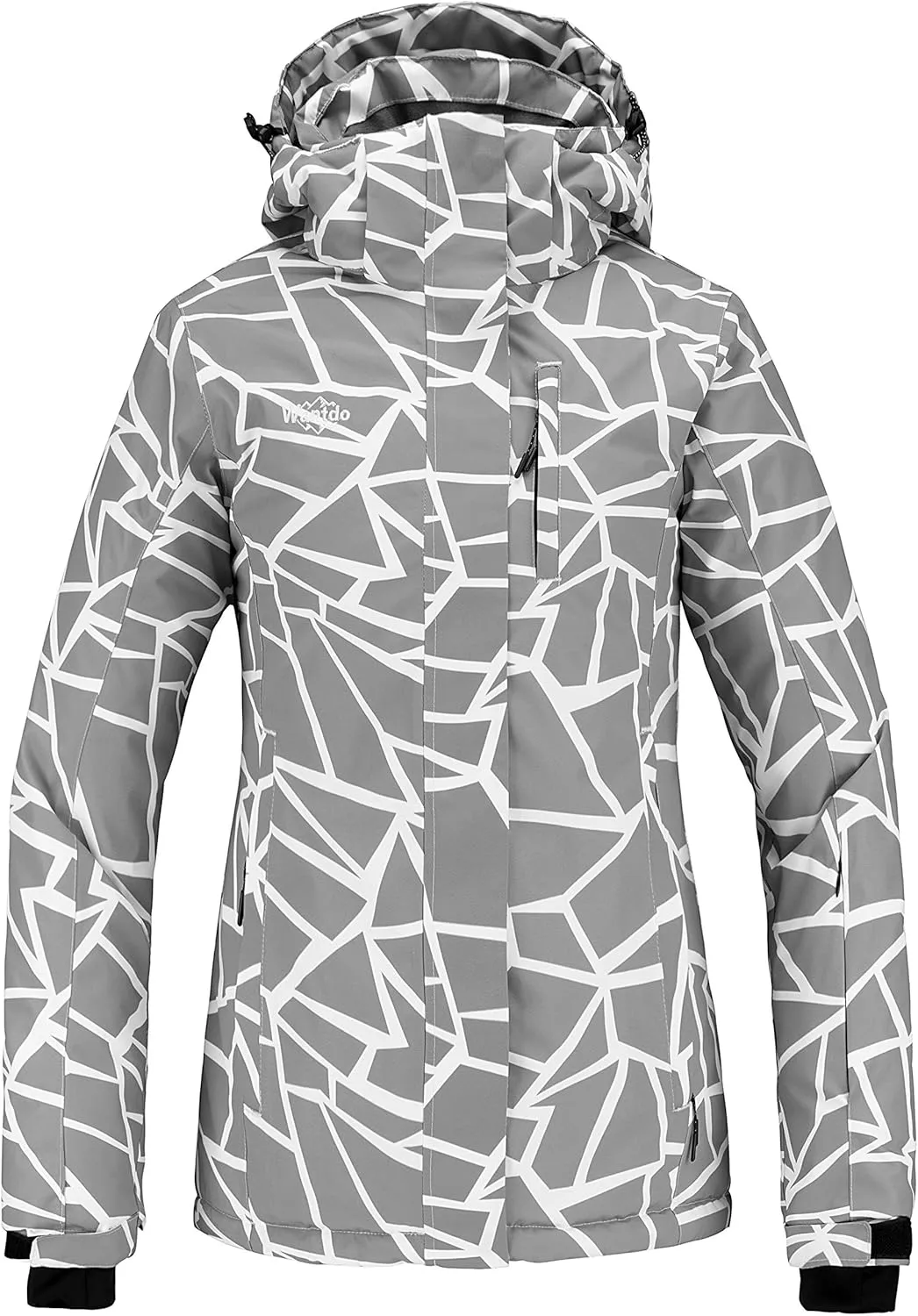 Wantdo Women's Waterproof Ski Jacket Windproof Print Fully Taped Seams Snow Coat Warm Winter Windbreaker