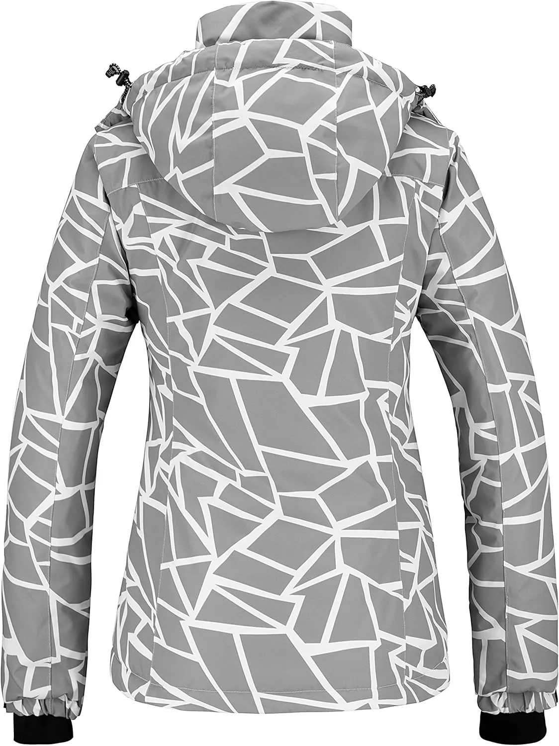 Wantdo Women's Waterproof Ski Jacket Windproof Print Fully Taped Seams Snow Coat Warm Winter Windbreaker