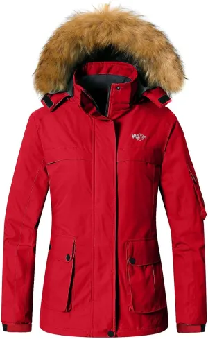 Wantdo Women's Waterproof Ski Jacket Windproof Winter Snow Coat Mountain Snowboarding Jackets Outdoor Fleece Parka