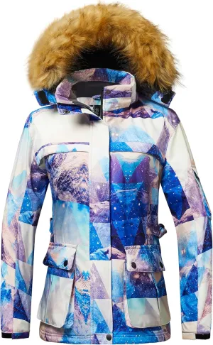 Wantdo Women's Waterproof Ski Jacket Windproof Winter Snow Coat Mountain Snowboarding Jackets Outdoor Fleece Parka