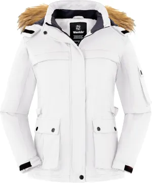 Wantdo Women's Waterproof Ski Jacket Windproof Winter Snow Coat Mountain Snowboarding Jackets Outdoor Fleece Parka