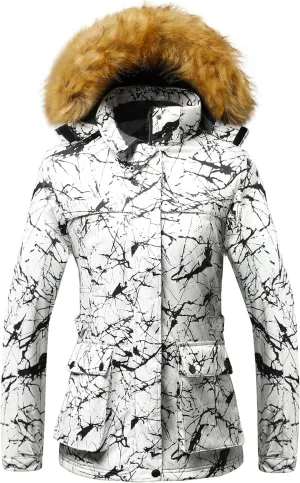 Wantdo Women's Waterproof Ski Jacket Windproof Winter Snow Coat Mountain Snowboarding Jackets Outdoor Fleece Parka