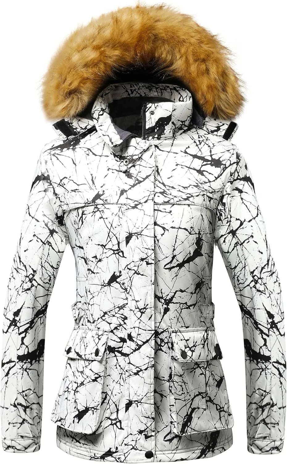 Wantdo Women's Waterproof Ski Jacket Windproof Winter Snow Coat Mountain Snowboarding Jackets Outdoor Fleece Parka