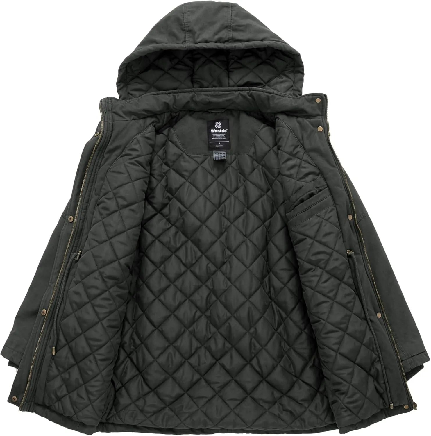 wantdo Women's Winter Parka Coat Sherpa Lined Warm Cotton Jacket with Removable Hood