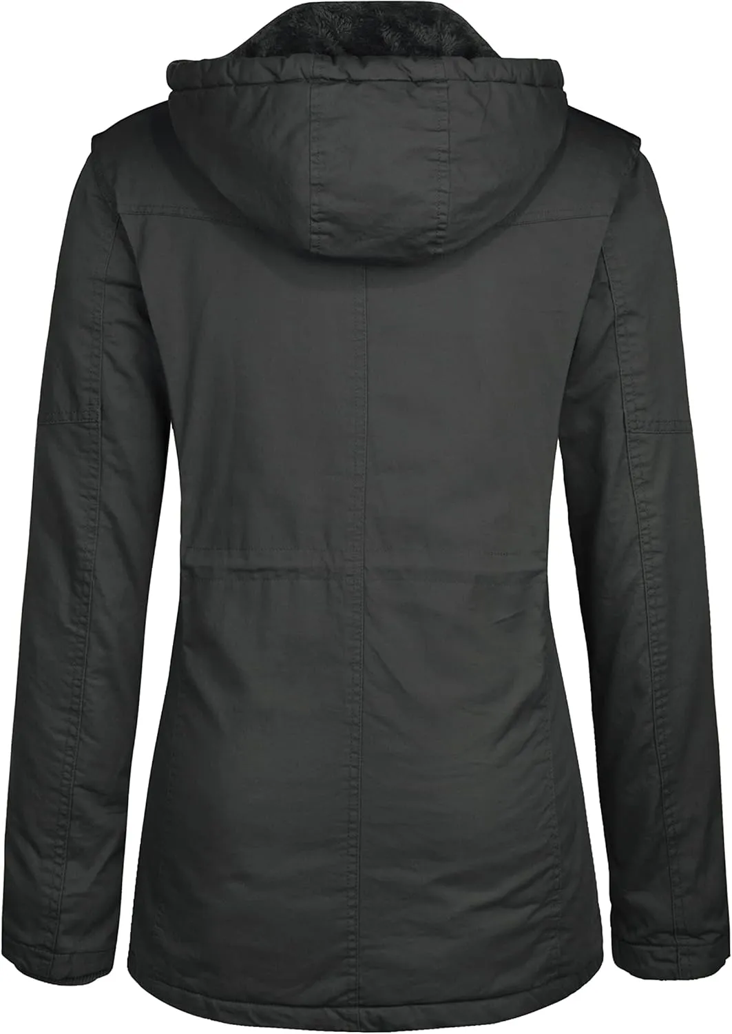 wantdo Women's Winter Parka Coat Sherpa Lined Warm Cotton Jacket with Removable Hood