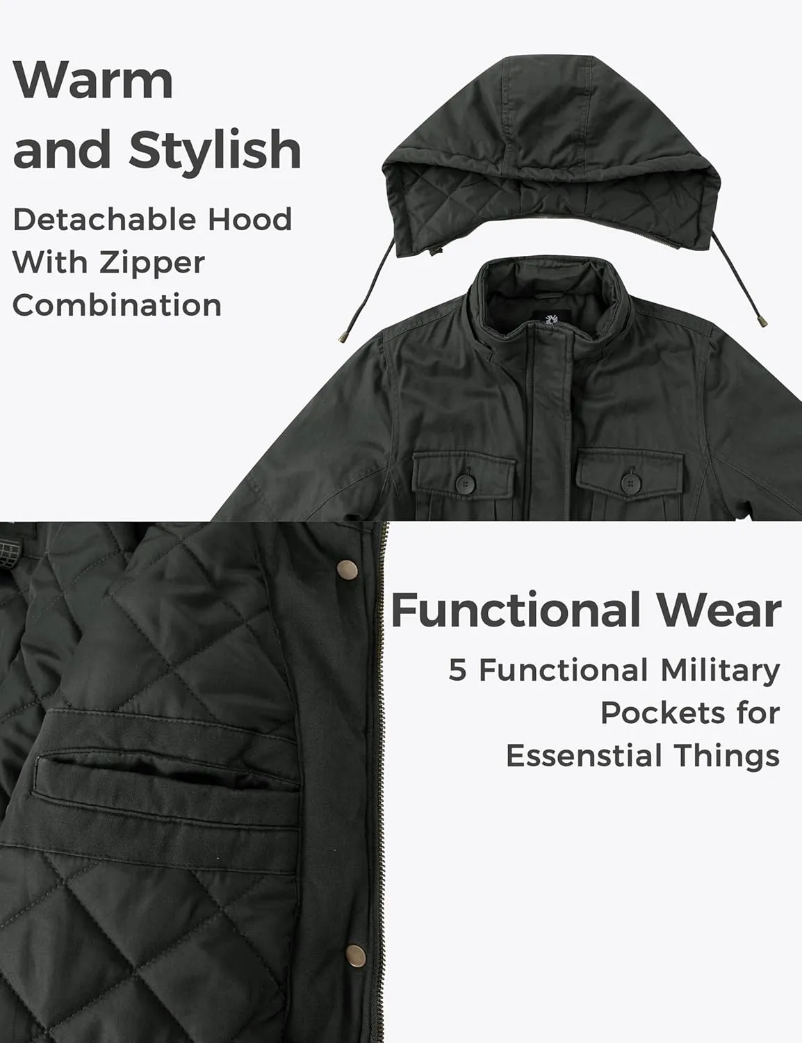 wantdo Women's Winter Parka Coat Sherpa Lined Warm Cotton Jacket with Removable Hood