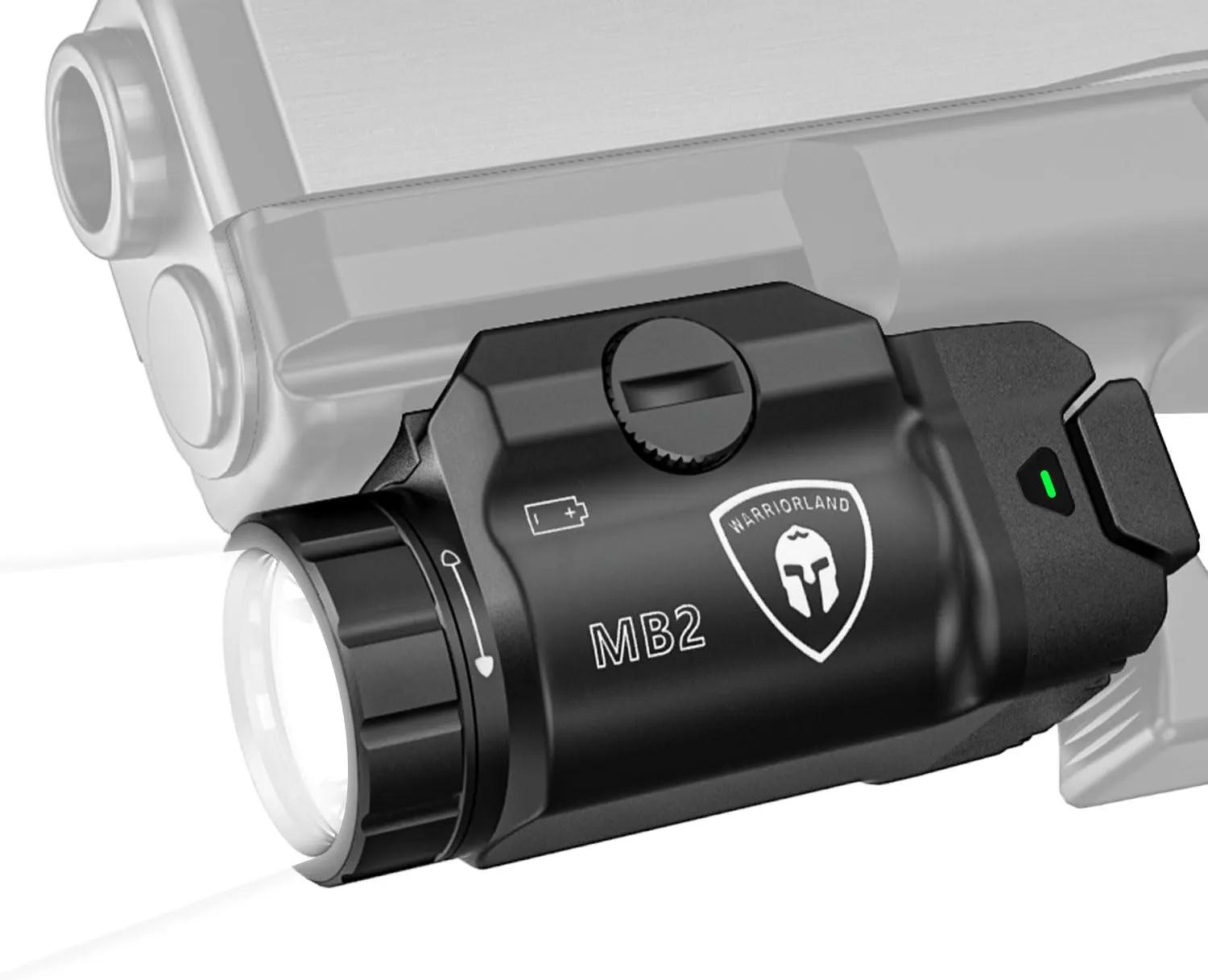 WARRIORLAND MB2 Compact Pistol Light, Fits G17 /G19 /P320 /G3C /G2C /M&P 9 /Hellcat Pro/1911 and Other 100  Handguns, 500-Lumen Universal Rail Mounted Tactical Weapon Light with LED, Power Indicator
