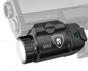 WARRIORLAND MB2 Compact Pistol Light, Fits G17 /G19 /P320 /G3C /G2C /M&P 9 /Hellcat Pro/1911 and Other 100  Handguns, 500-Lumen Universal Rail Mounted Tactical Weapon Light with LED, Power Indicator