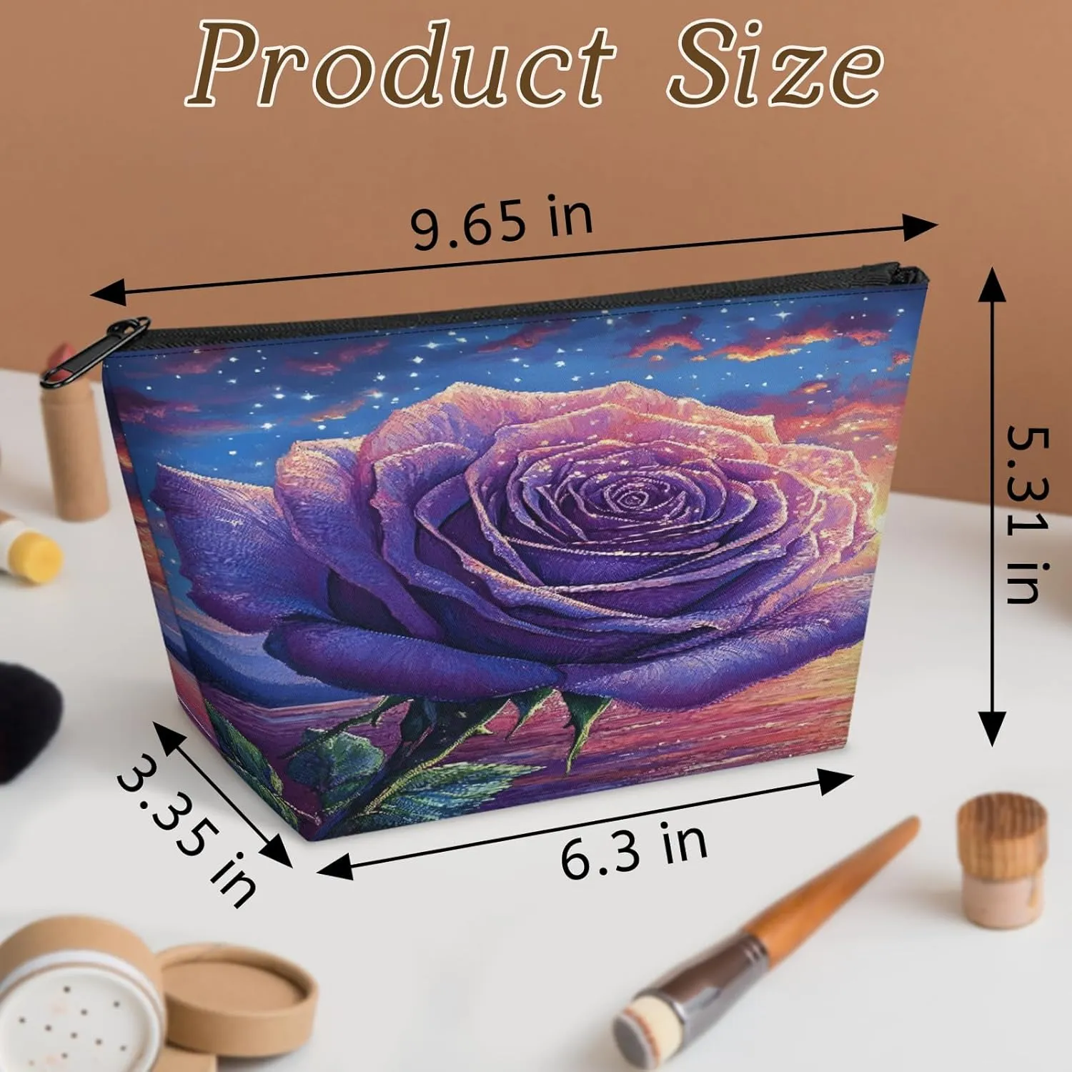 Watercolor Pink Rose Flower Travel Makeup Bag, Makeup Pouch Birthday Women Gifts for Friend Her Girl Sister Daughter Coworker Bff, Small Cosmetic Makeup Bag