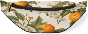 Watercolour Orange Flowers Leaves Fanny Pack for Women Men Waist Pack Crossbody Bag with Adjustable Belt for Travel Hiking Running Cycling Festivals