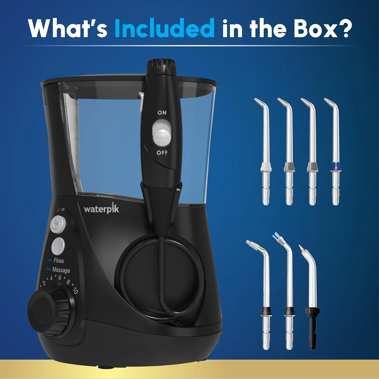 Waterpik Aquarius Water Flosser Professional For Teeth, Gums, Braces, Dental Care, Electric Power With 10 Settings, 7 Tips For Multiple Users And Needs, ADA Accepted, Black WP-662, Packaging May Vary
