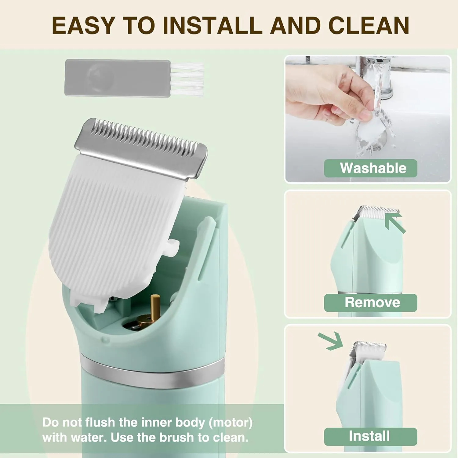 Waterproof Bikini Trimmer Women Electric Razor for Pubic Hair Women's Foil Shaver Rechargeable Shaver Removal with Snap-in Ceramic Blades IP7X Washable Head,Wet and Dry Use,Green