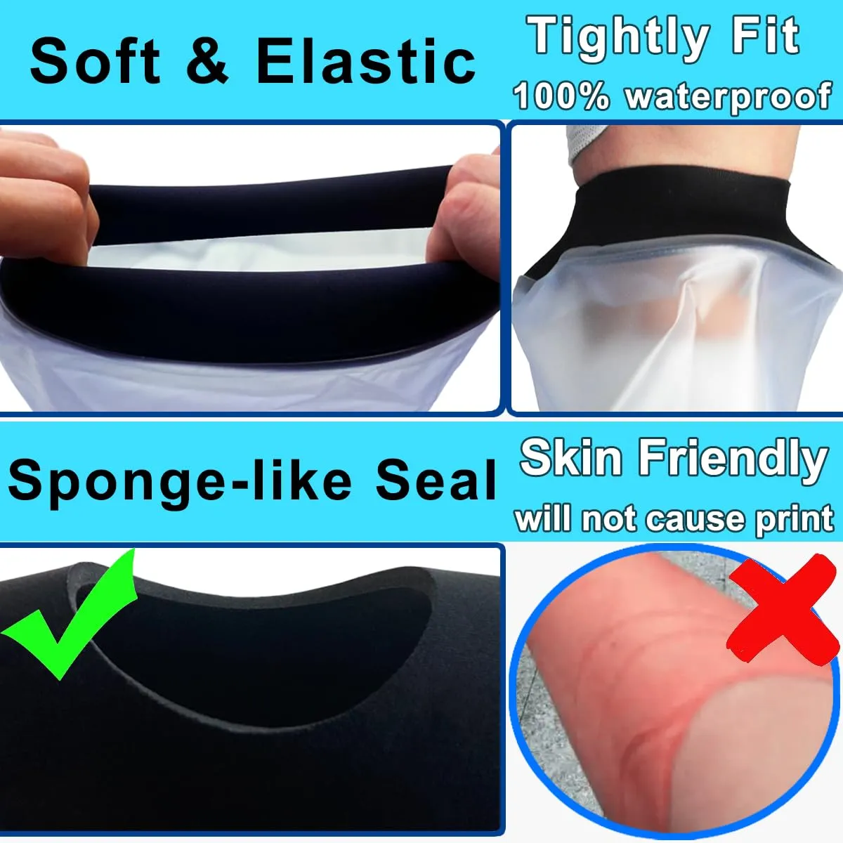 Waterproof Cast Cover for Shower - Hand Protector for Adult Sleeve Bag Surgery Injury Plaster Protection Elastic Seal Reusable Shower Guard