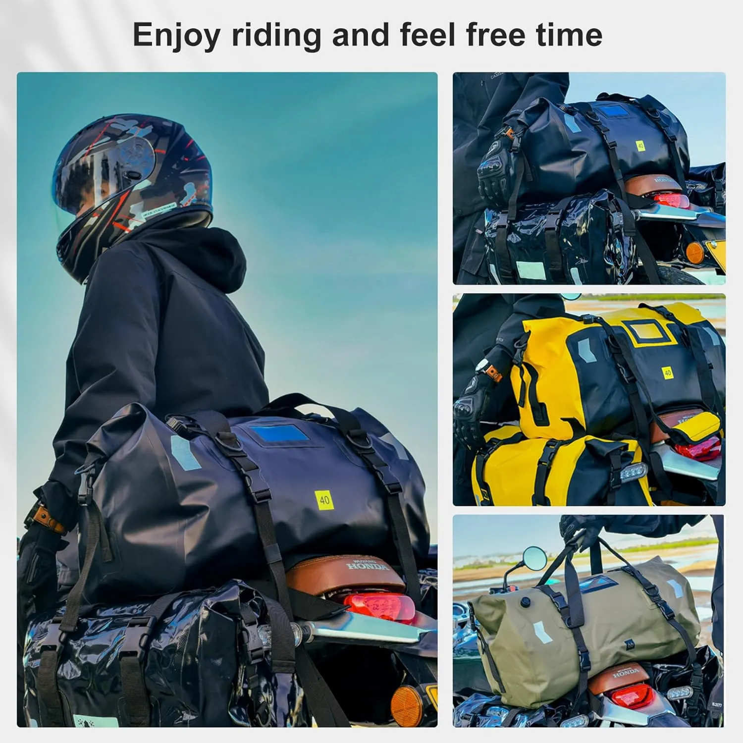 Waterproof Duffel Bag，Roll-Top Heavy Duty Dry Duffle Bag，Motorcycle Dry Bag，with Quick-fixed Straps，with Large Storage Space, Perfect for Traveling, Camping, Kayaking, Fishing & Canoeing (green, 40L)