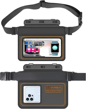 Waterproof Fanny Pack, IPX8 Floating Waterproof Phone Pouch Waterproof Waist Pouch with Adjustable Strap Screen Touch Dry Bag Women Men Outdoor Waterproof Belt Bag for Travel Beach Kayaking Swimming