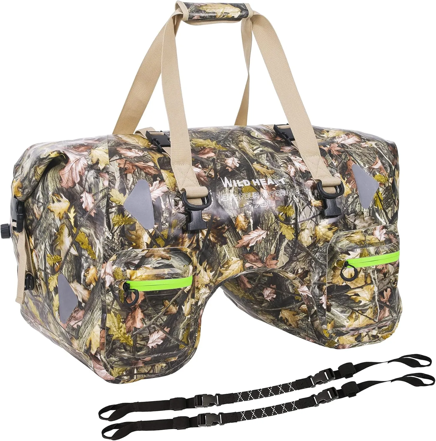 WILD HEART Dry Motorcycle Tail bag 70L/50L With Rope Straps and Inner Pocket Waterproof PVC 500D for Travel,Motorcycle and so on