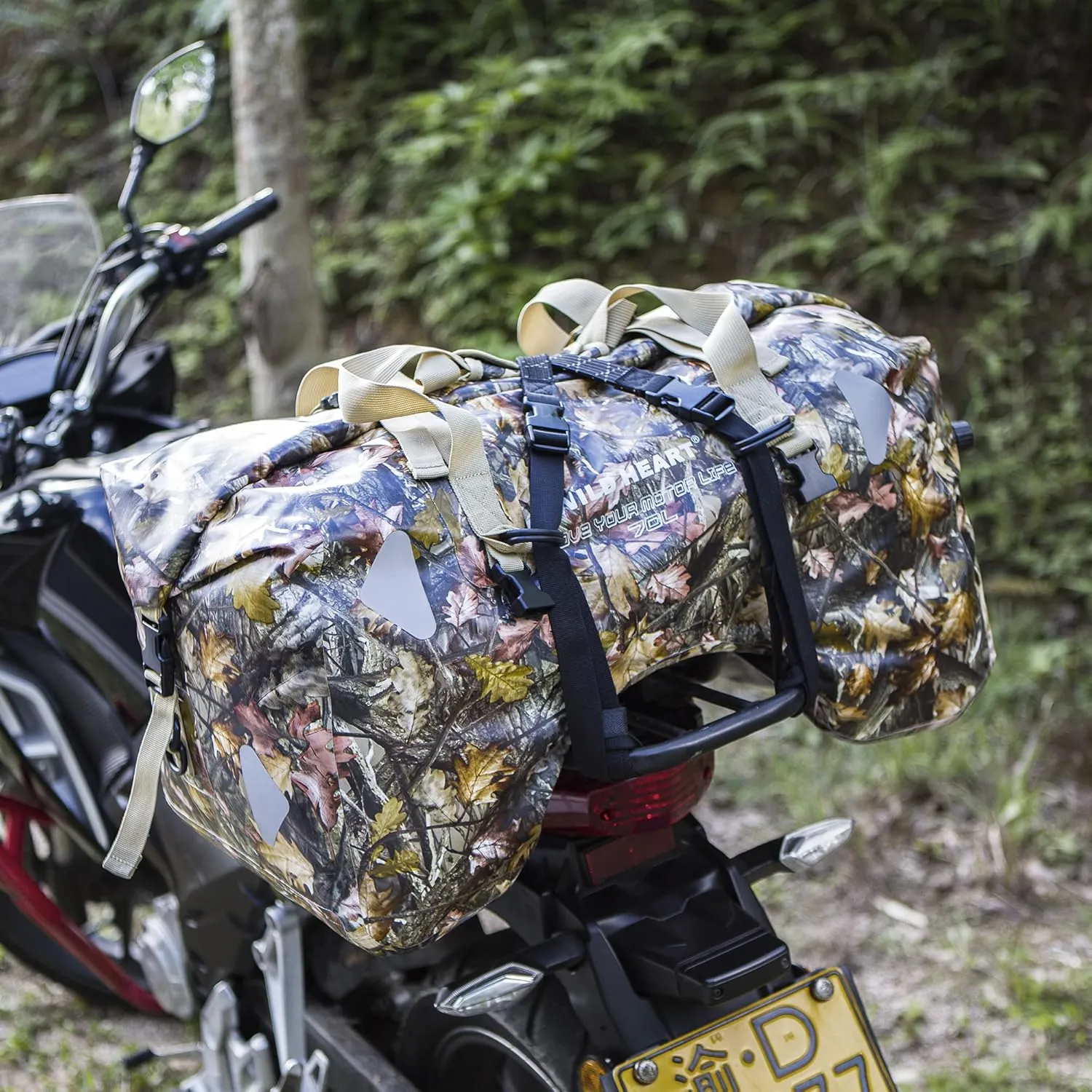 WILD HEART Dry Motorcycle Tail bag 70L/50L With Rope Straps and Inner Pocket Waterproof PVC 500D for Travel,Motorcycle and so on