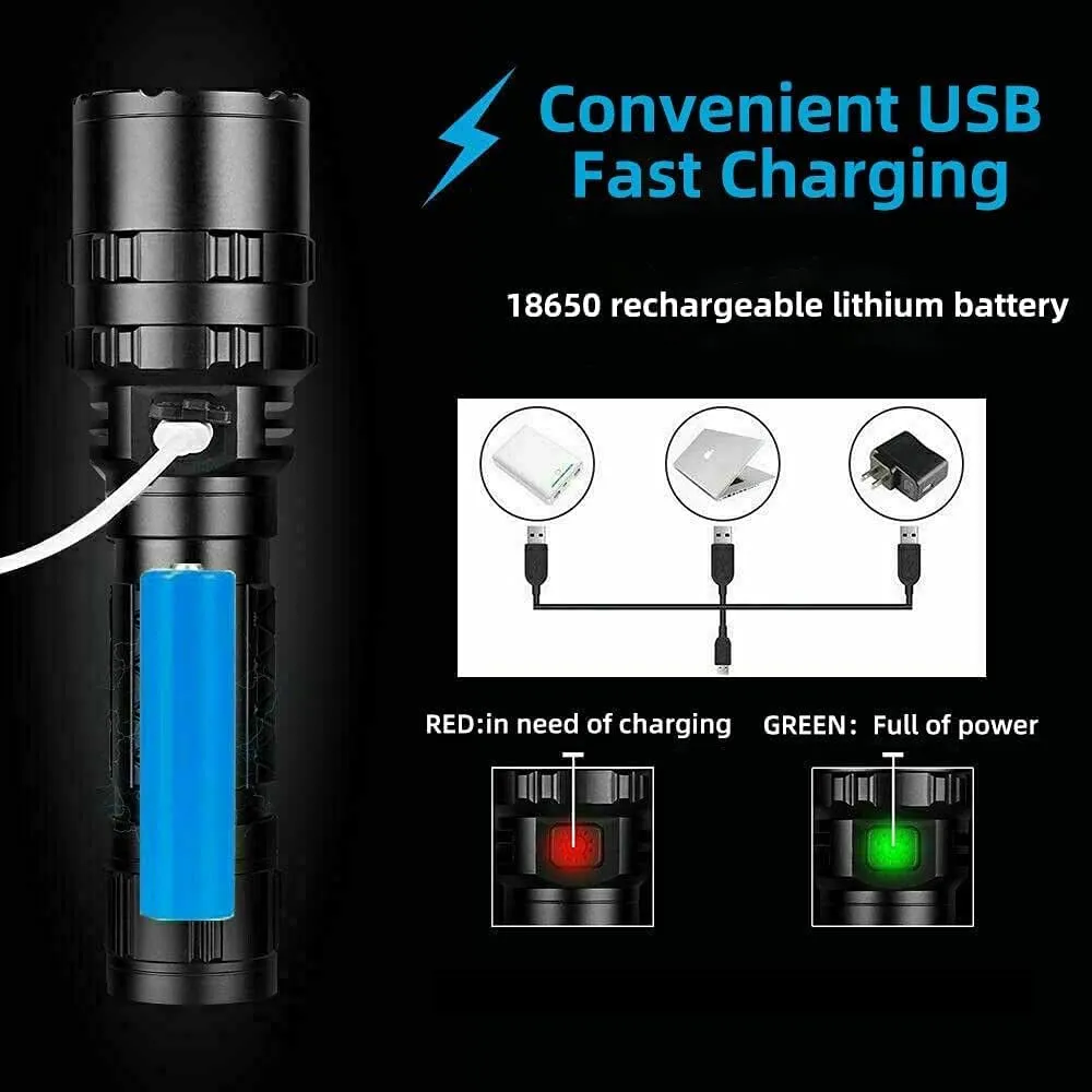 WINDFIRE Red Light Tactical Flashlight 1200 Lumens LED Hunting Hog Coyote Predator Weapon Lights Rechargeable 5 Modes Torch with Picatinny Rail Mount, Pressure Switch, Battery