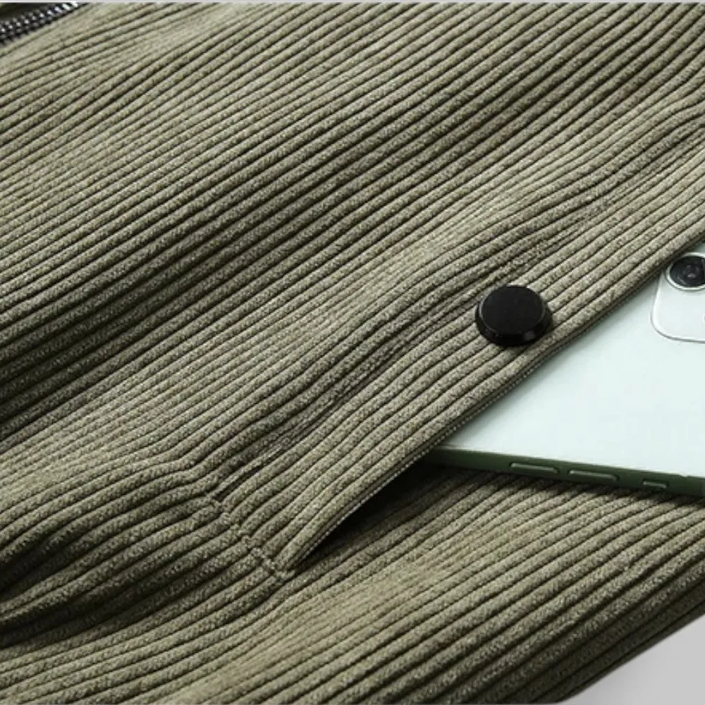 Windproof Fleece-Lined Corduroy Jacket