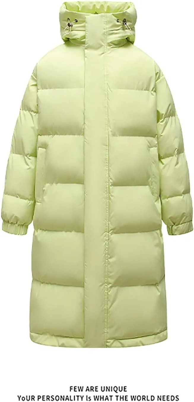 Winter Coat for Men Water Resistant Puffy Insulated Long Hooded Puffer Jacket Thicken Warm Zip Up Puffer with Pockets