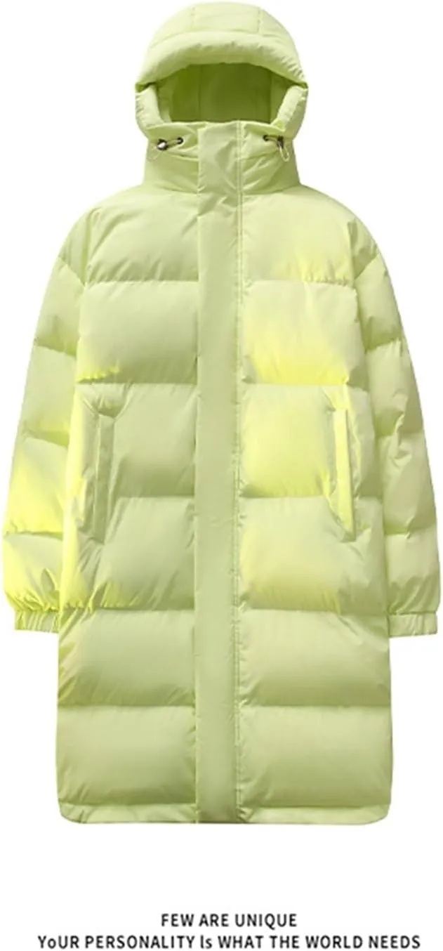 Winter Coat for Men Water Resistant Puffy Insulated Long Hooded Puffer Jacket Thicken Warm Zip Up Puffer with Pockets