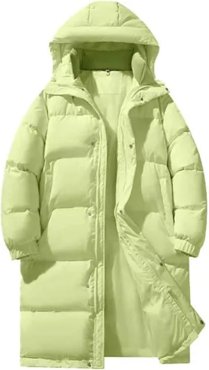 Winter Coat for Men Water Resistant Puffy Insulated Long Hooded Puffer Jacket Thicken Warm Zip Up Puffer with Pockets