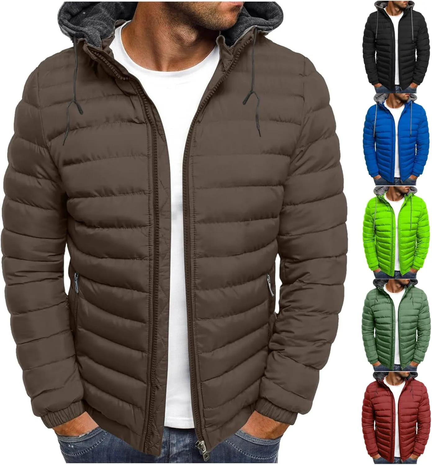Winter Jackets for Men Lightweight Puffer Jacket Zip up Padded Coat Packable Down Jacket Quilted Insulated Jacket