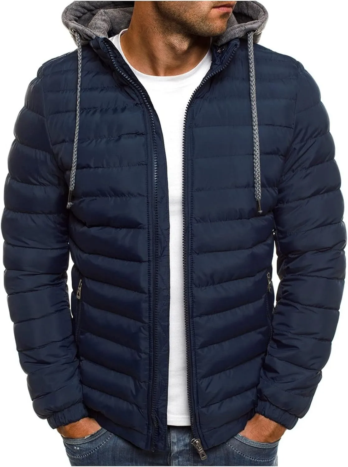 Winter Jackets for Men Lightweight Puffer Jacket Zip up Padded Coat Packable Down Jacket Quilted Insulated Jacket