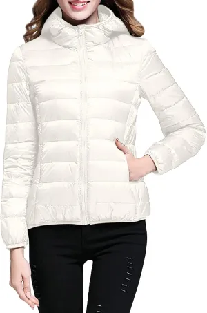Winter Puffer Coats for Women, Womens Lightweight Puffer Jacket Packable Hooded Puffer Jacket Winter Zip Up Puffy Jacket