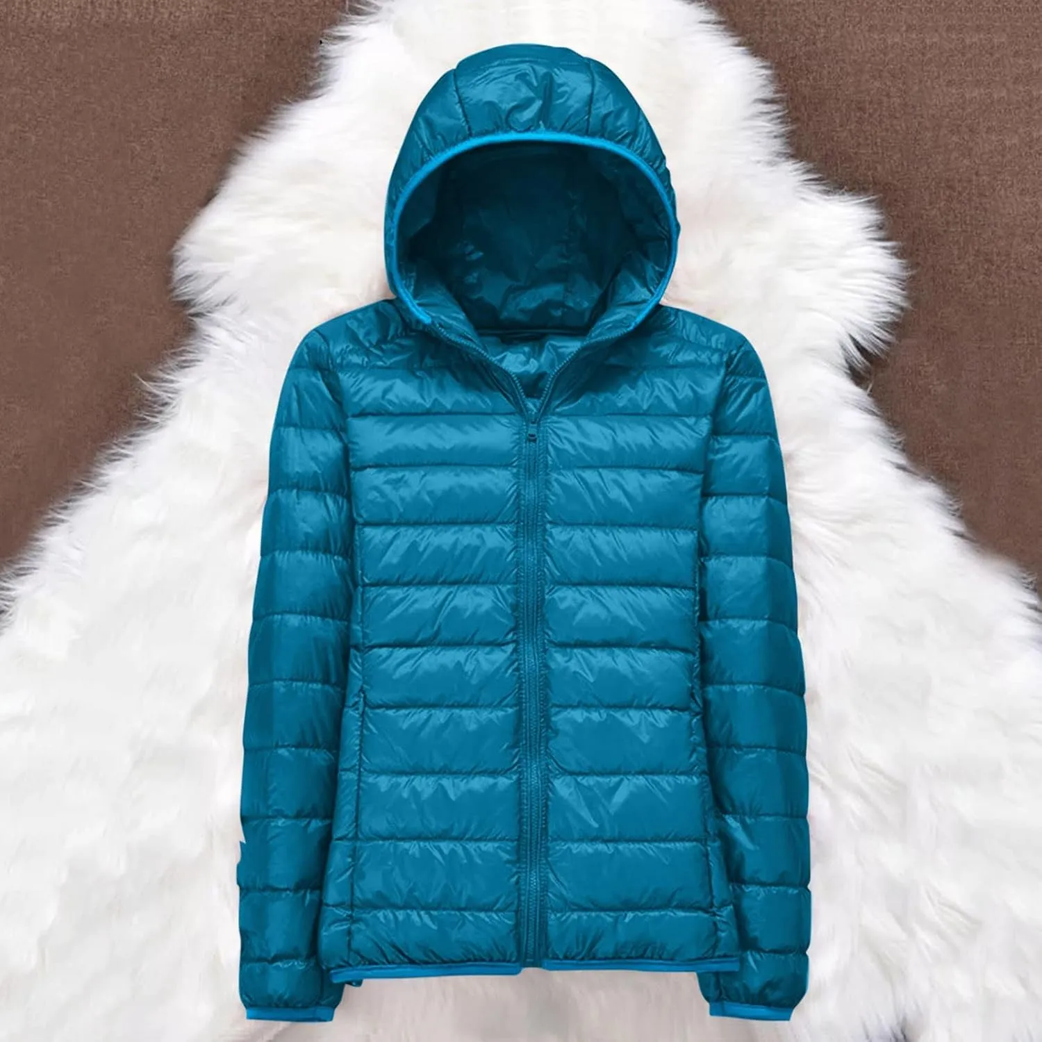 Winter Puffer Coats for Women Womens Lightweight Puffy Jacket Packable Hooded Down Coat Winter Zip Up Outerwear Pocket