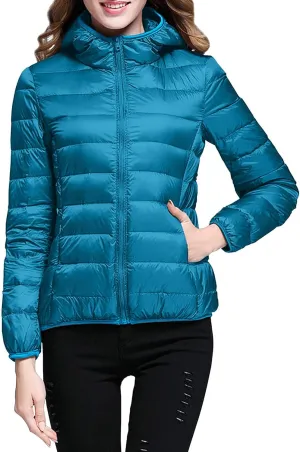 Winter Puffer Coats for Women Womens Lightweight Puffy Jacket Packable Hooded Down Coat Winter Zip Up Outerwear Pocket