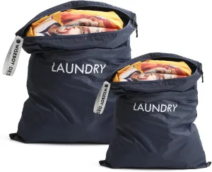 WiseBoy 2 Pack Laundry Bags, Washable Wet Dry Bag, Travel Laundry Bag Dirty Clothes Organizer, Swimming Yoga Bathing Suit Workout Wet Dry Bag - Navy Blue