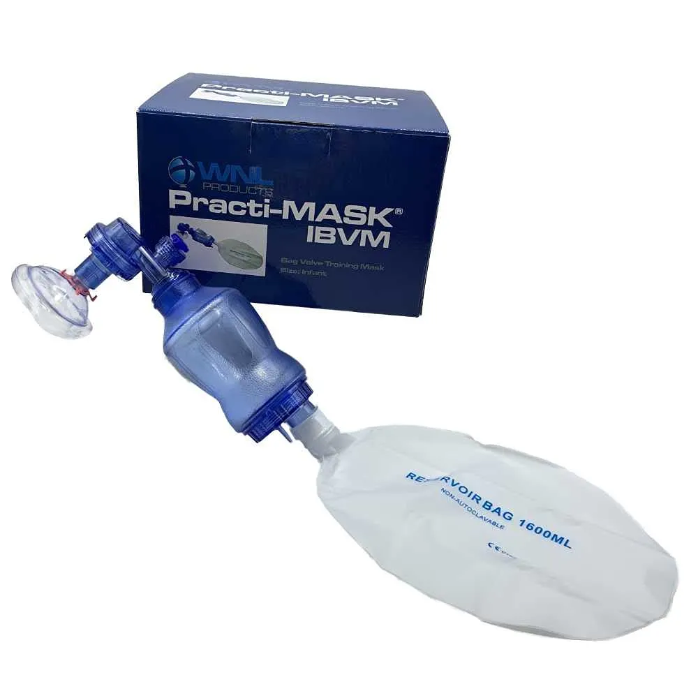 WNL Products 5000BVM Practi-Mask BVM CPR Training Includes 4 Adult/Child Practi-Masks, 4 Adult/Child Bag Valve Squeeze Bags, 4 Reservoir Bags (4 Pack)