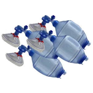 WNL Products 5000BVM Practi-Mask BVM CPR Training Includes 4 Adult/Child Practi-Masks, 4 Adult/Child Bag Valve Squeeze Bags, 4 Reservoir Bags (4 Pack)
