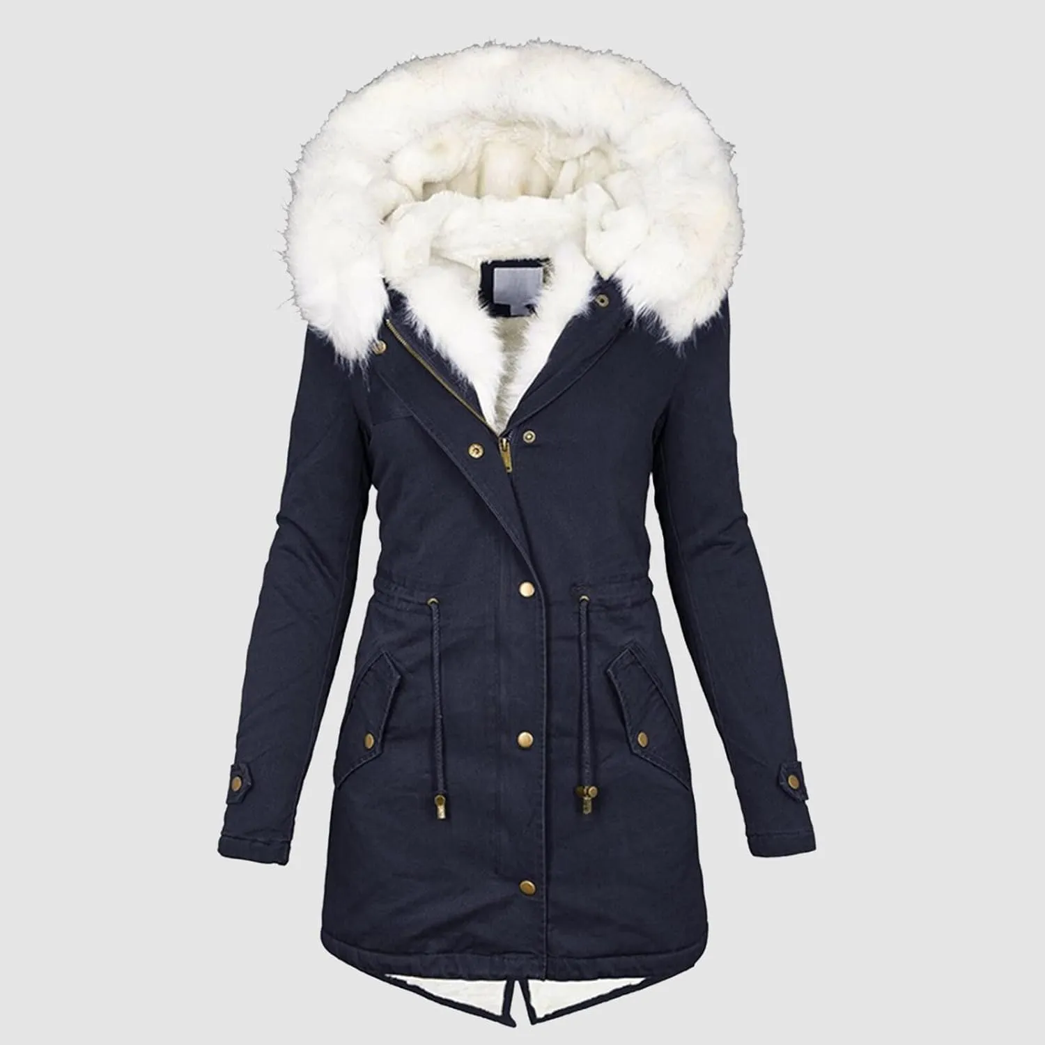 Women Down Puffer Jacket with Hood Trendy Winter Fashion Lined Hooded Snow Coat Jacket Outwear Long Jackets for