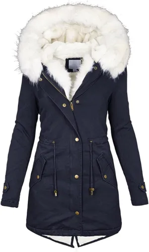 Women Down Puffer Jacket with Hood Trendy Winter Fashion Lined Hooded Snow Coat Jacket Outwear Long Jackets for