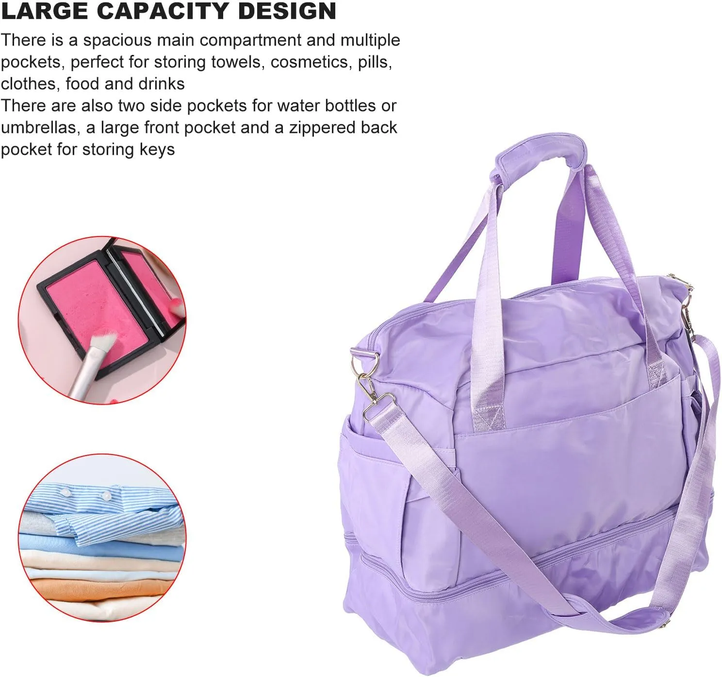 Women Gym Bag, Multiple Pockets Gym Bag Women, Large Capacity Waterproof Workout Travel Bag, Yoga Gym Bag with USB Charging Port, for Fitness Yoga