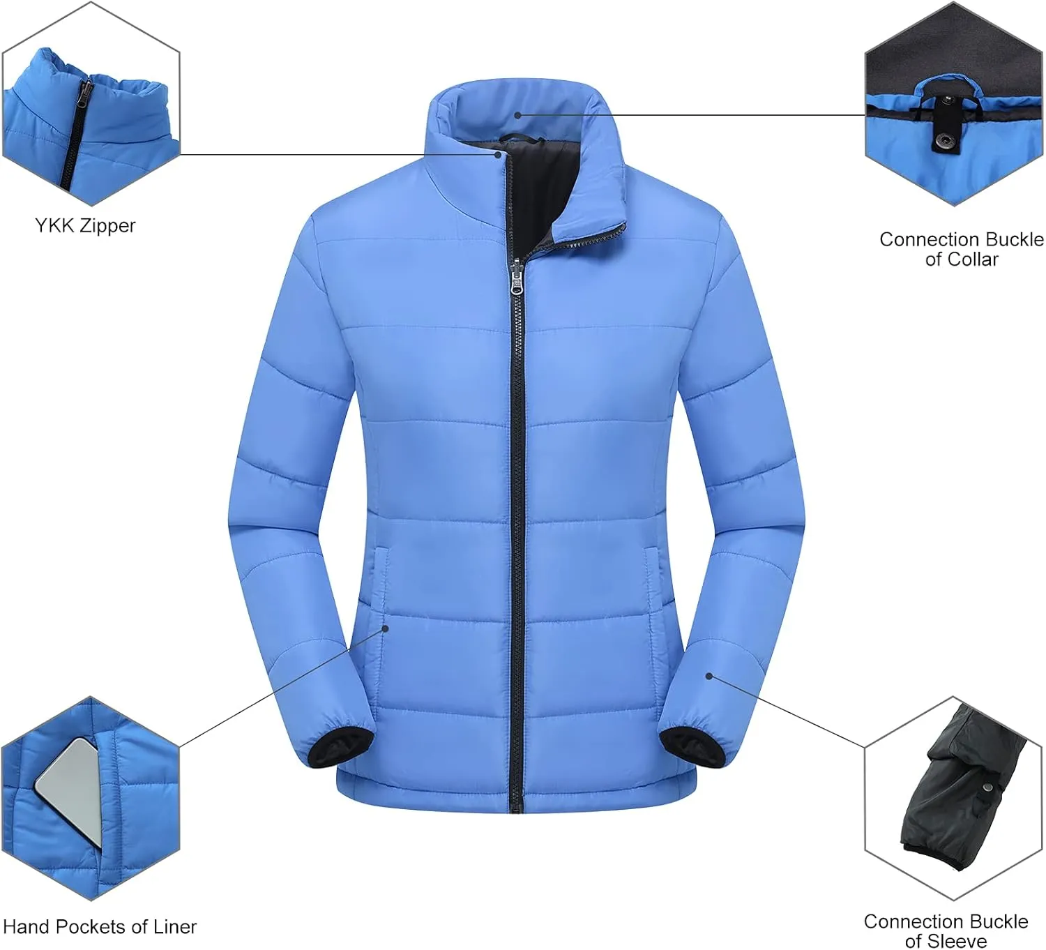 Women's 3 in 1 Ski Jacket Mountain Waterproof Windproof Winter Snow Coat Hike Snowboarding Jackets Hooded Warm Raincoat