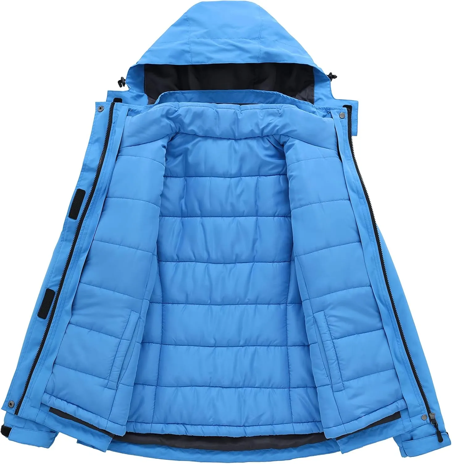 Women's 3 in 1 Ski Jacket Mountain Waterproof Windproof Winter Snow Coat Hike Snowboarding Jackets Hooded Warm Raincoat