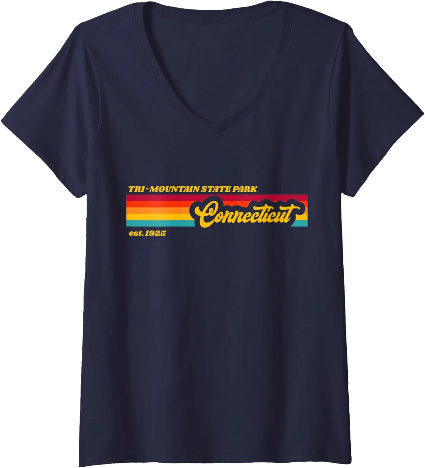 Womens Connecticut Tri Mountain State Park V-Neck T-Shirt