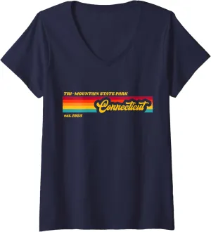 Womens Connecticut Tri Mountain State Park V-Neck T-Shirt