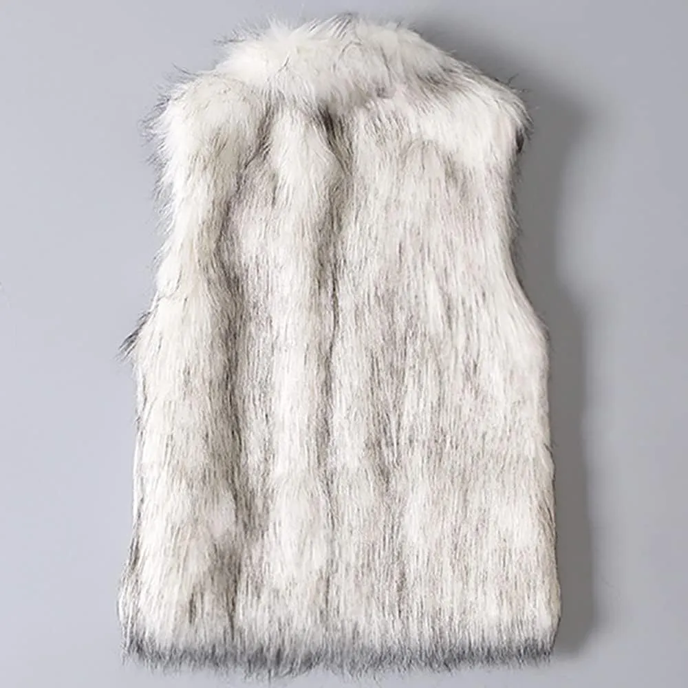 Womens Faux Fur Coat Casual Loose Sleeveless Vest Fuzzy Fleece Lapel Collar Jackets Winter Windproof Outerwear
