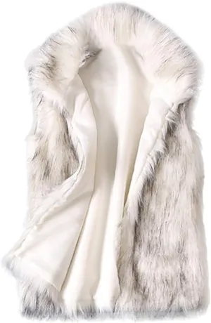 Womens Faux Fur Coat Casual Loose Sleeveless Vest Fuzzy Fleece Lapel Collar Jackets Winter Windproof Outerwear