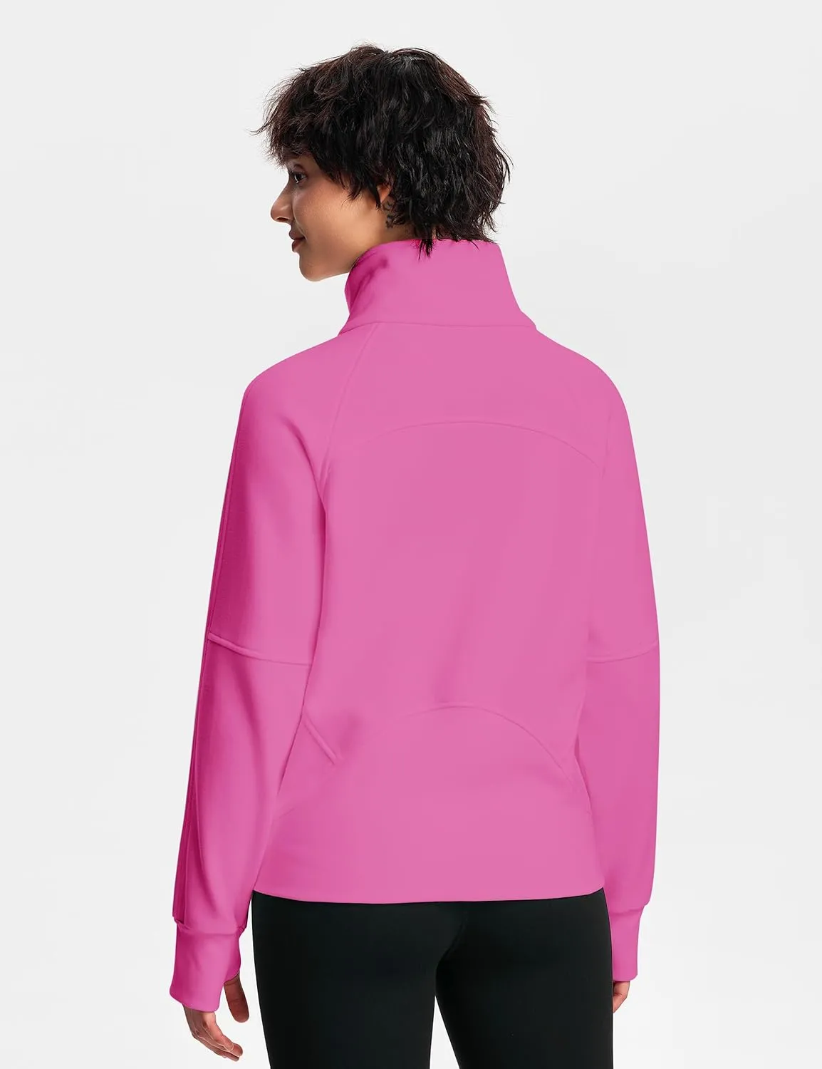 Womens Fleece Lined Half Zip Pullover Cotton Winter Warm Scuba Sweatshirt for Women with Thumbhole Pocket