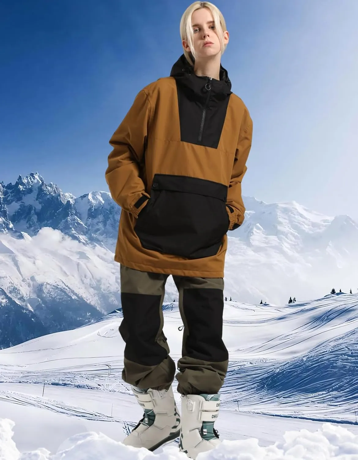 Womens Mens Ski Jackets Snowboard Coats Waterproof Windproof Pullover Jacket for Women Skiing Snowboarding Sports