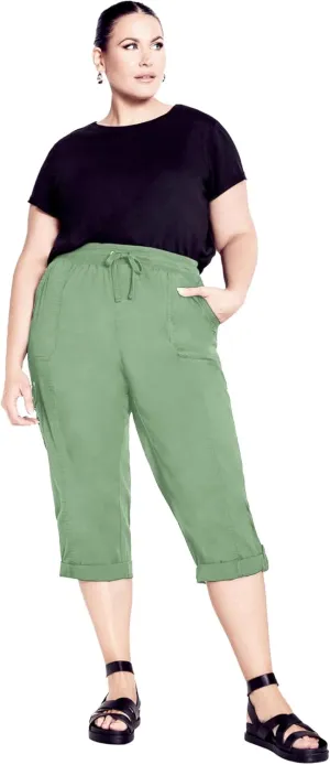 Women's Plus Size Cotton Roll Up Capri