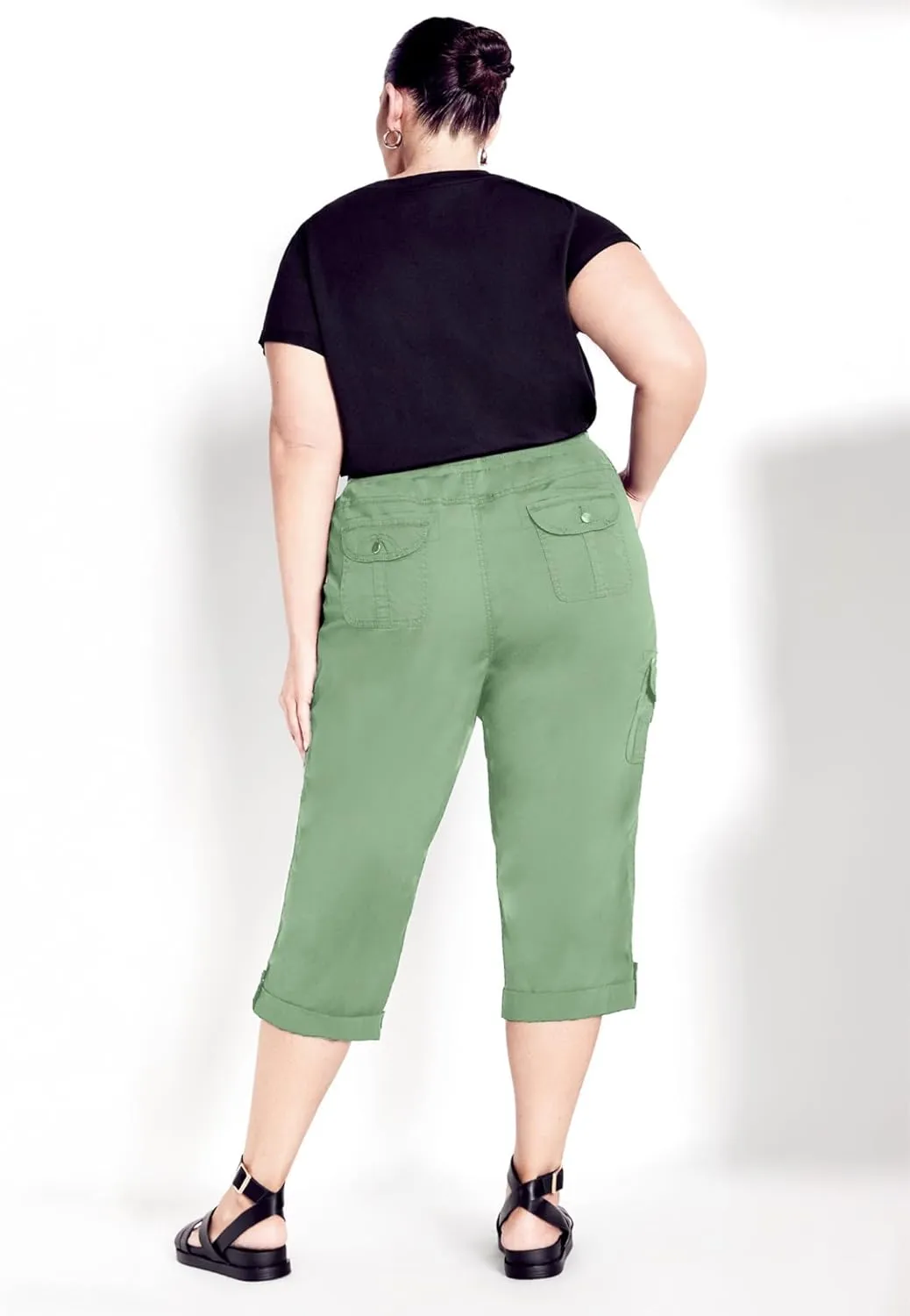 Women's Plus Size Cotton Roll Up Capri